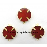 Red Chalcedony Viking's Cross Gold Electroplated Connector / Pendant